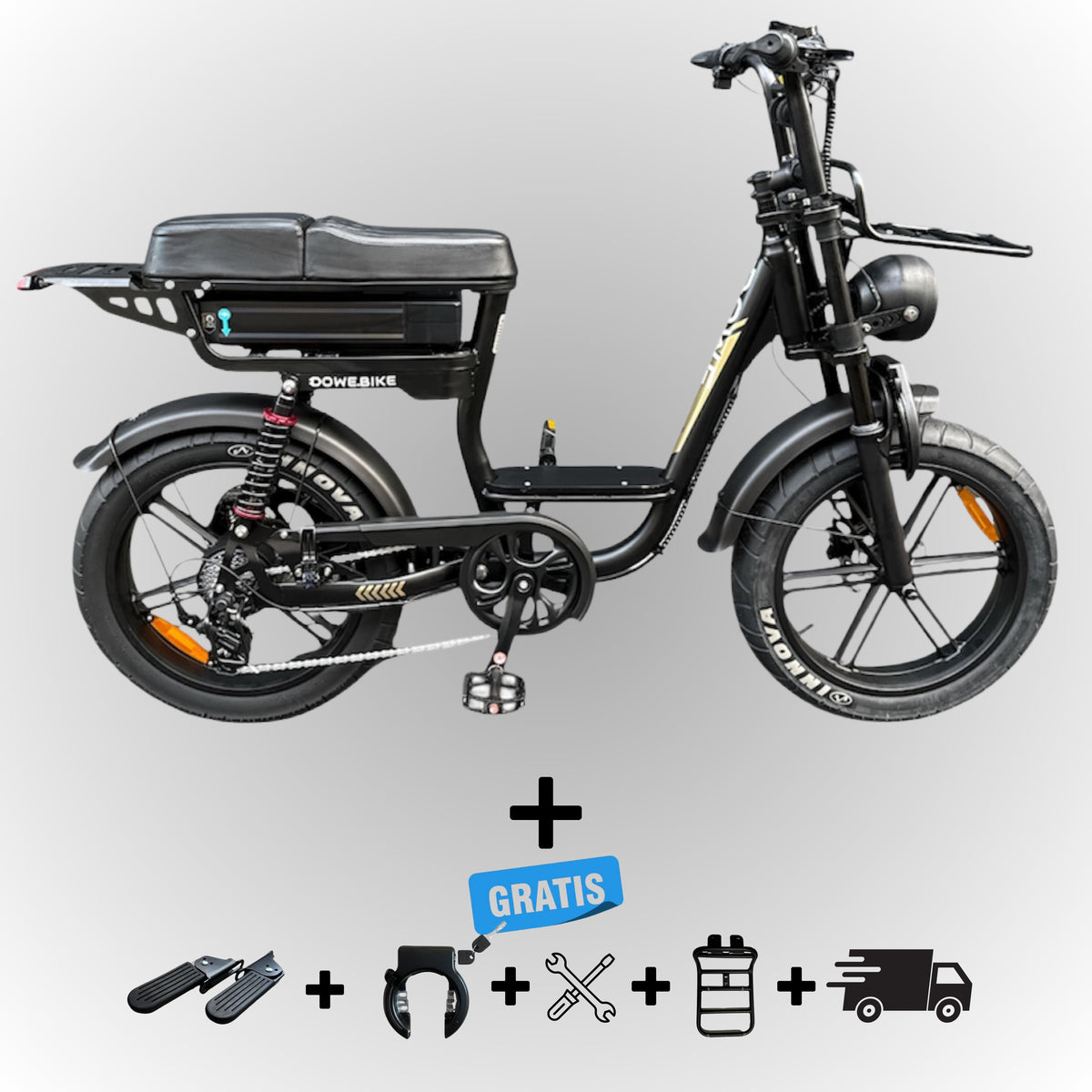 Elektrische fatbike 250W Dowe C28 met lage instap
