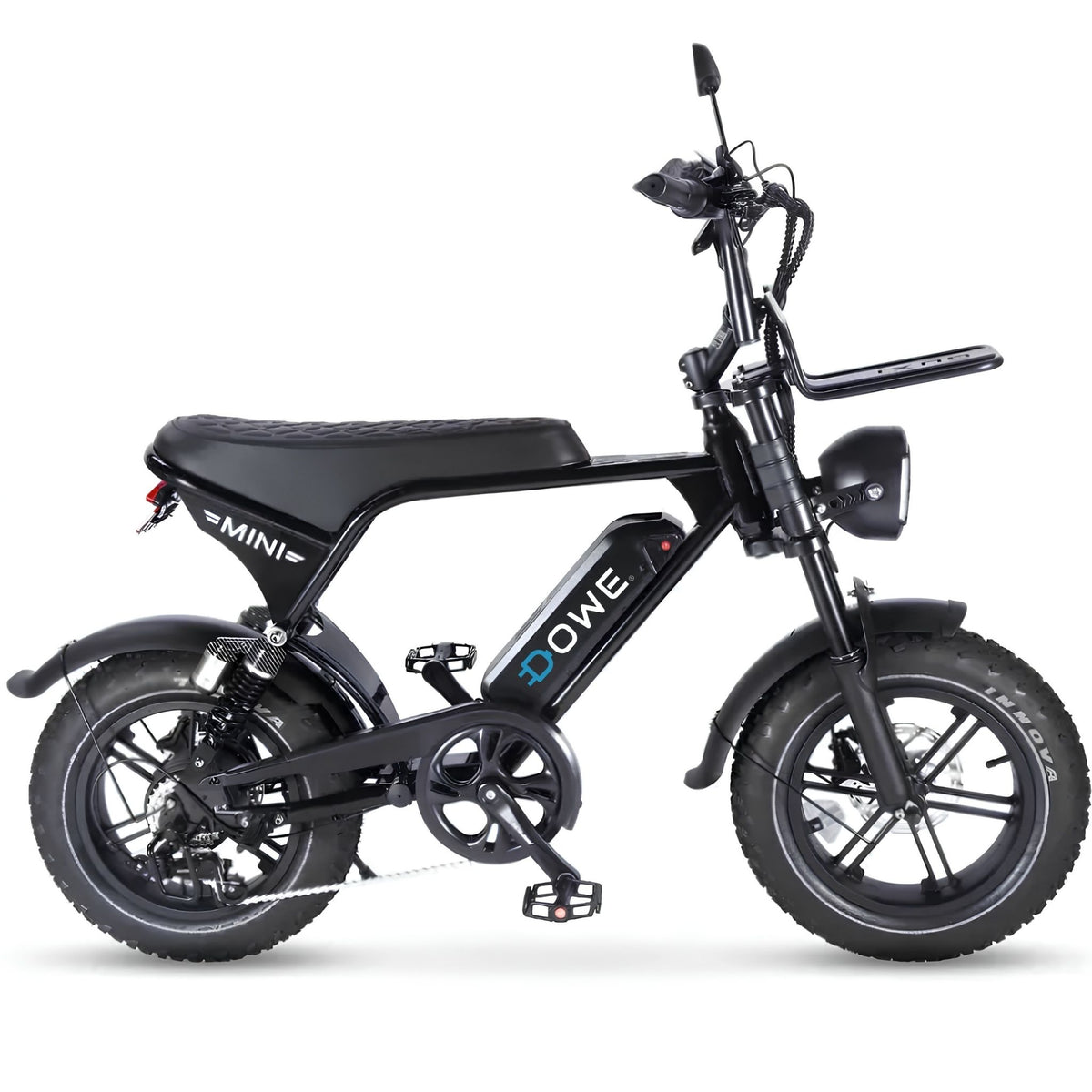 Dowe V8 Ultra Mini Fatbike zwart – vooraanzicht