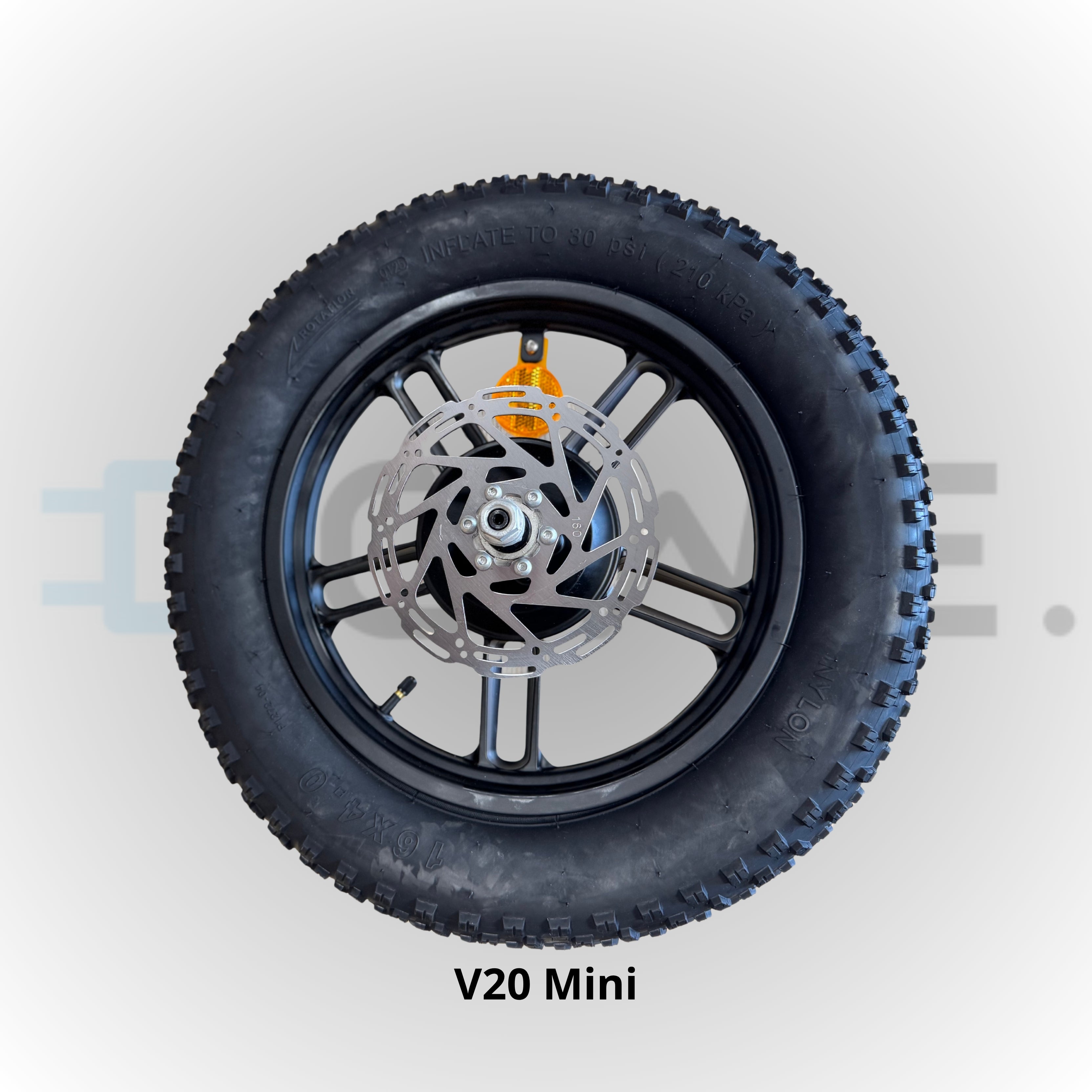 Complete achtervelgset met motor voor QMWheel V20 Mini fatbike – 16x4.0 inch met band, binnenband en remschijf