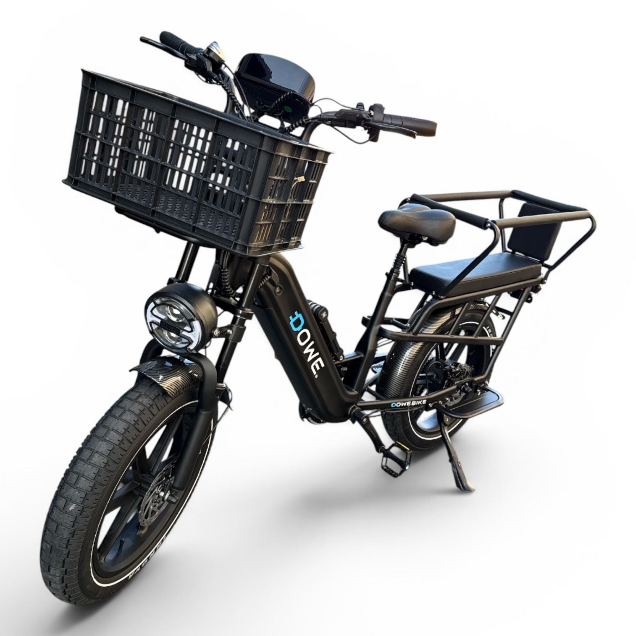 Dowe Lantir X1 Longtail Fatbike – Elektrische Cargo E-Bike met 20x4 Banden & Ingebouwde Accu & Inclusief 2 kinderzitjes
