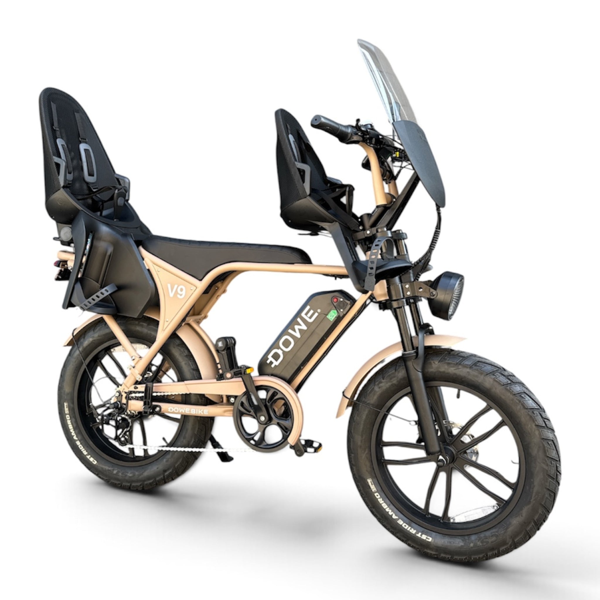 Dowe V9 Elektrische Fatbike met Kinderzitje voor & Achter - Mokka | Family Fatbike tot 6 jaar (22 kg) (Copy)