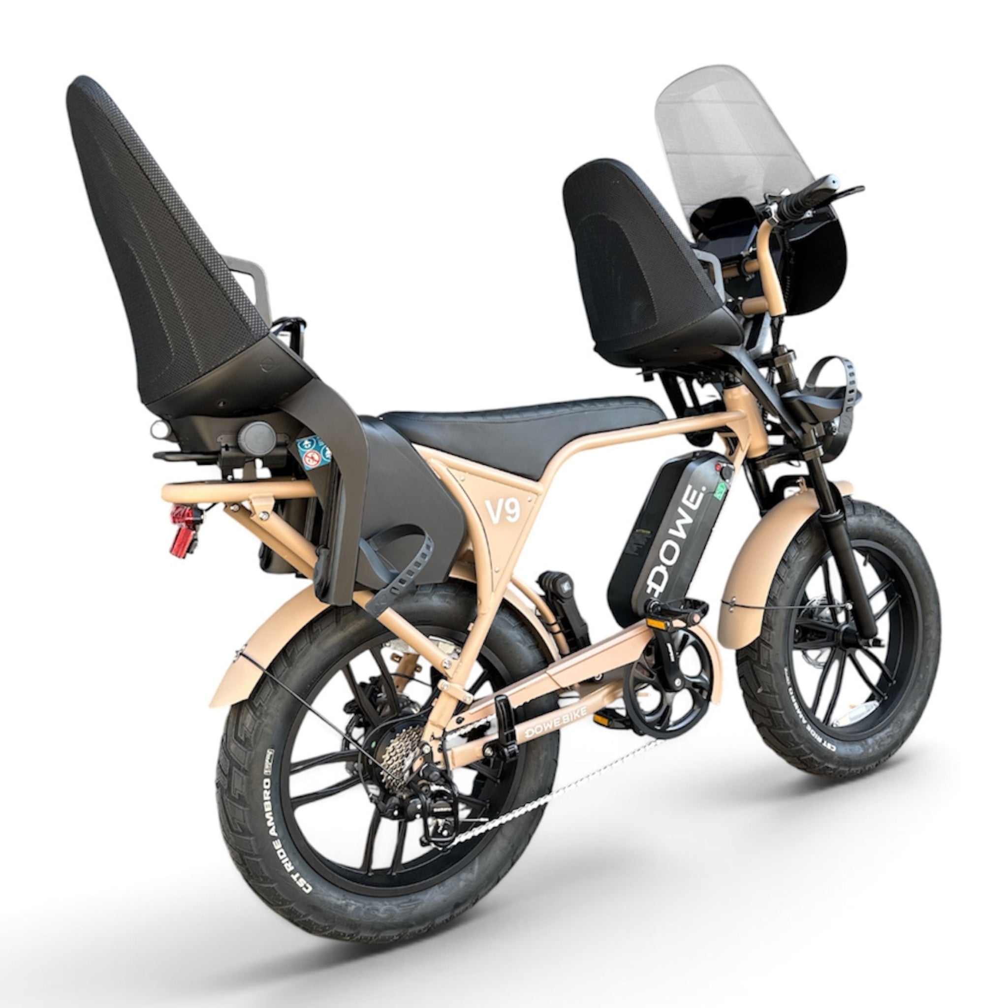 Dowe V9 Elektrische Fatbike met Kinderzitje voor & Achter - Mokka | Family Fatbike tot 6 jaar (22 kg) (Copy)