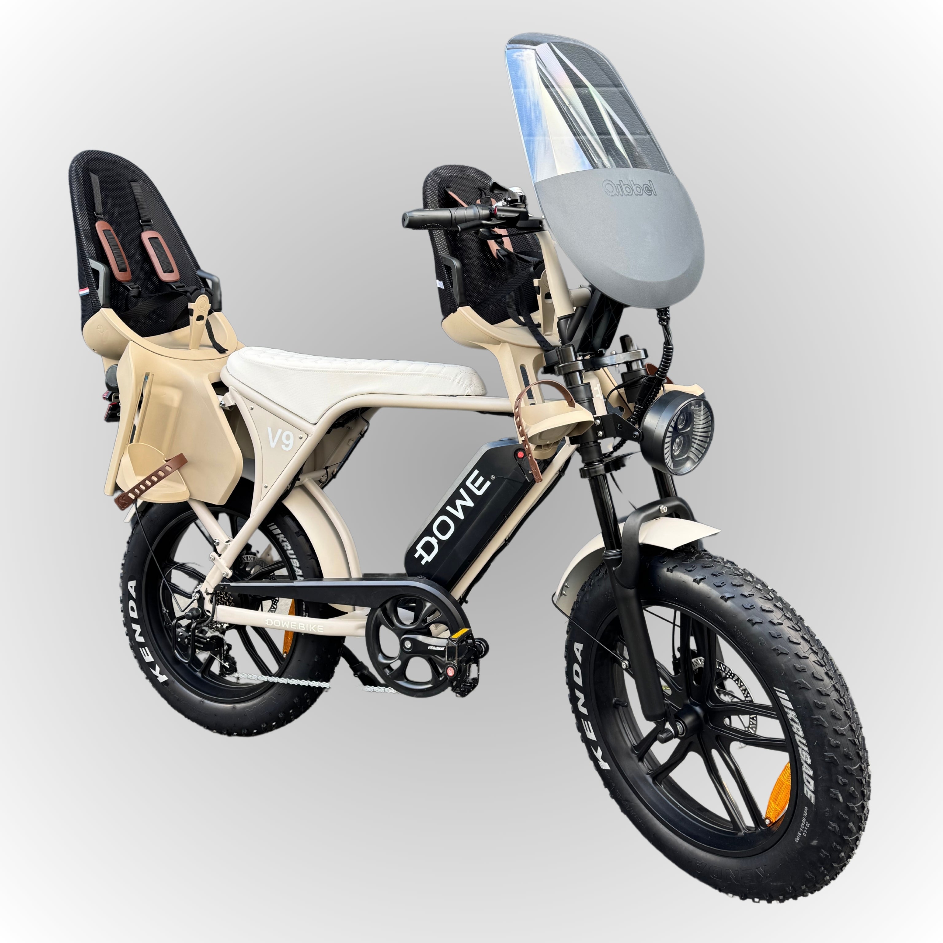 Elektrische fatbike 250W Dowe V9 zand met kinderzitjes