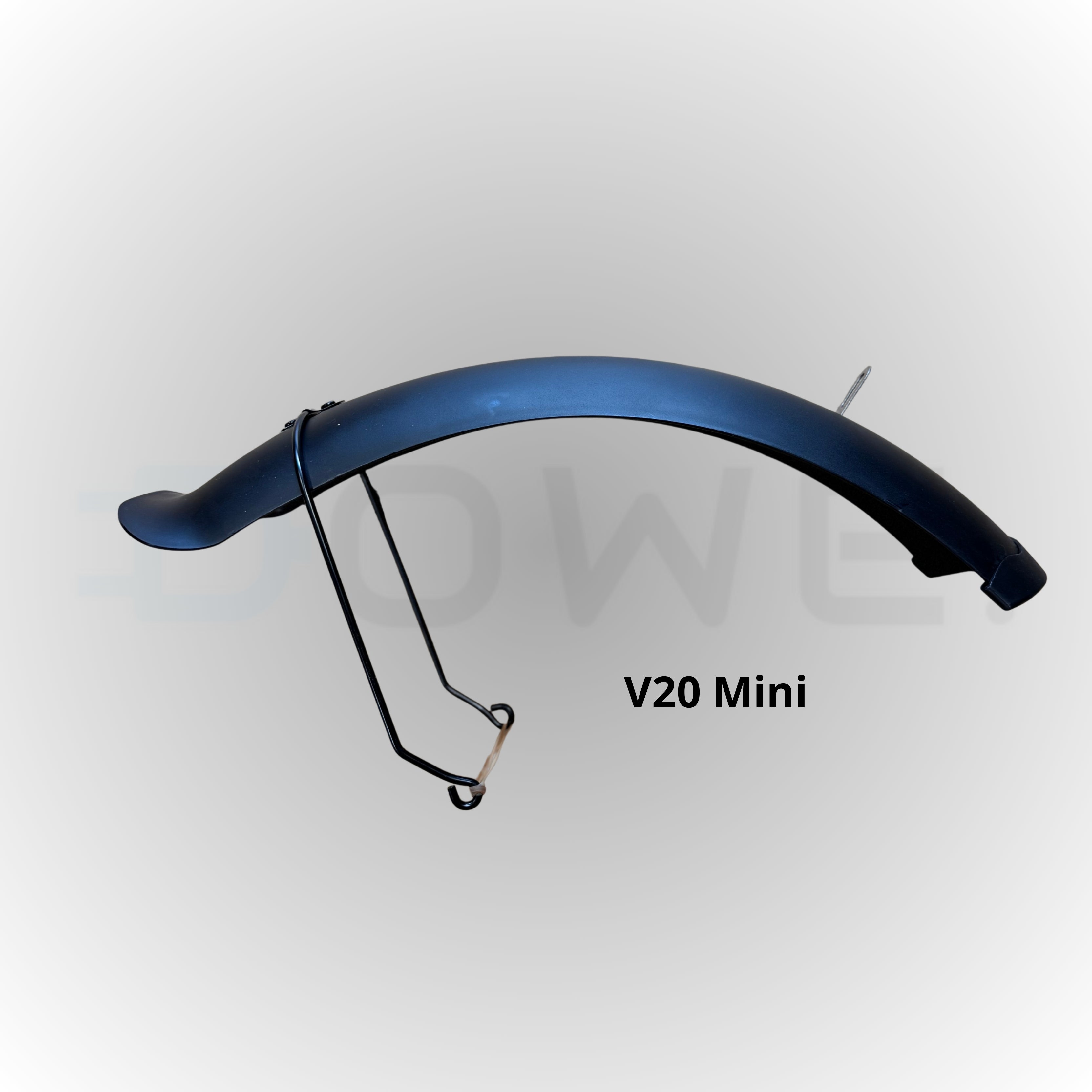 Zwart voorspatbord voor QMWheel V20 Mini fatbike – spatbescherming voor compacte elektrische fatbike