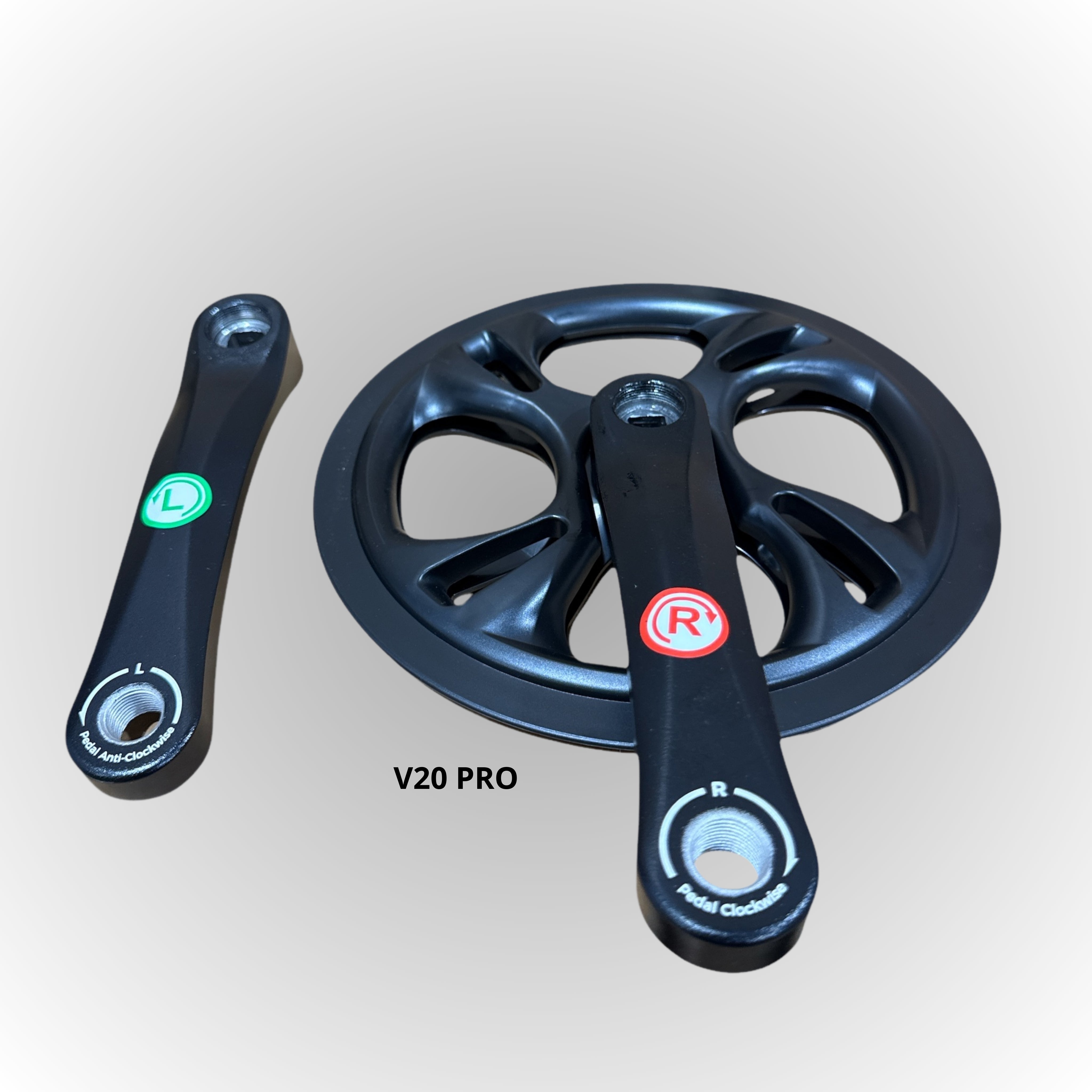 Crankset QmWheel V20 Pro - Sterke en duurzame crankset voor fatbikes, achter de kettingkast geplaatst.